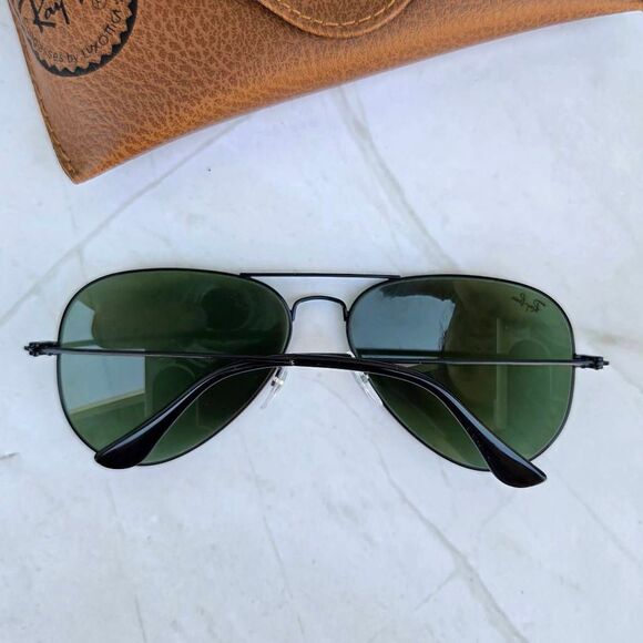 Ray-ban Aviators Black Metal Frame & Dark Green G-15 Lens Sunglasses - Picture 5 of 8